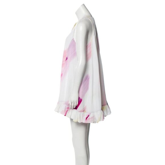 Adam Selman Womens Sleeveless Button Down Ruffled Printed Mini Dress Multi Sz 0 - Picture 9 of 11